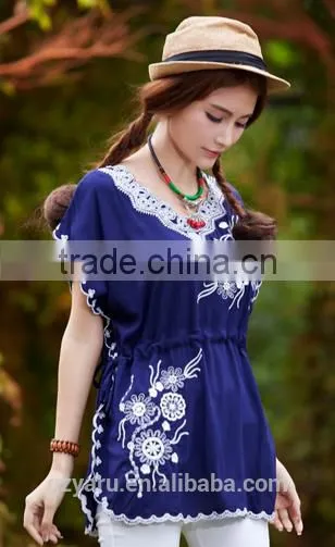 Fashionable Embroidory Causual Lady Tunic Top photo-6