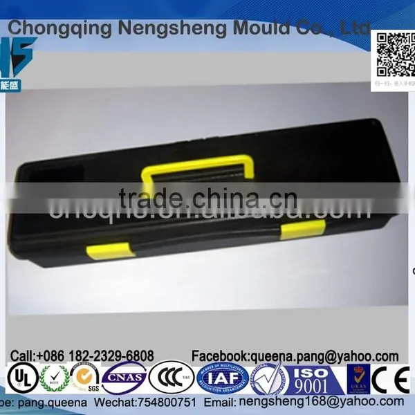 Black Plastic Portable Tool Boxes With Yellow Handle for Tool Storage