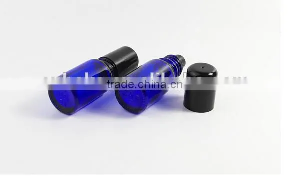 10ml Perfume Roller Ball Bottle Blue Glass Stainless Steel Bead Bottle photo-5
