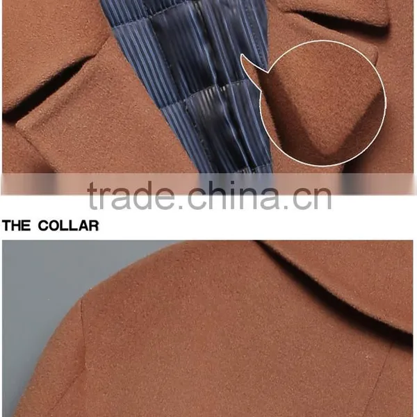 Wholesale 2016 Hot Designer Wool Coat Long Wool Fabric for Winter Overcoat V Collar Wool Jacket photo-6