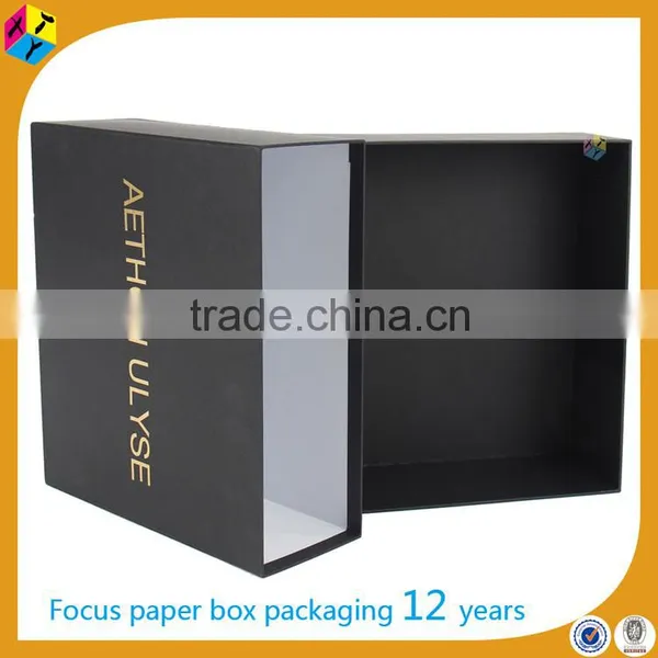 Handmade Foil Stamped Cardboard Sliding Black Big Paper Box photo-5