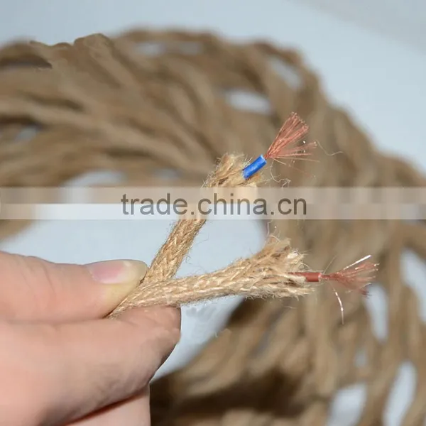 Twisted Flax 2 Core Electric Wire 0.75mm Rope Hemp Covered Pendant Wire photo-2