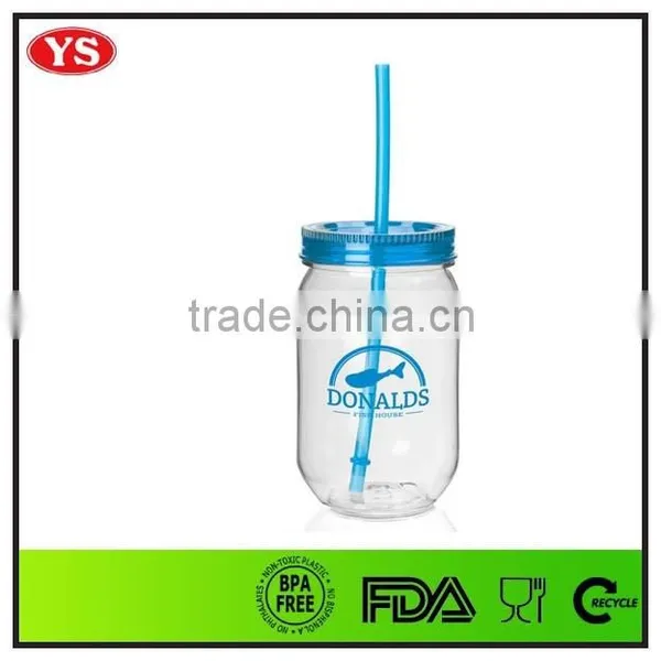 20oz Bpa Free AS Plastic Mason Jar Drinking Mugs With Straw photo-5