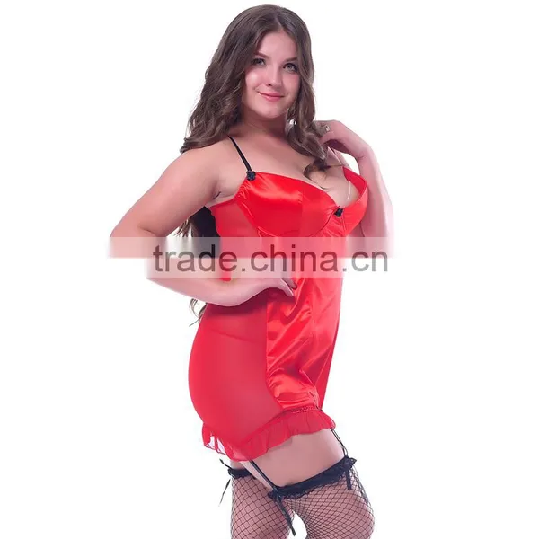 Big Size Silk Red Satin Lingerie for Fat Women photo-3