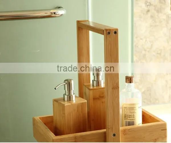 3 Tiers Natural Bambooo Wooden Bamboo Bathroom Shelves for Towels photo-2