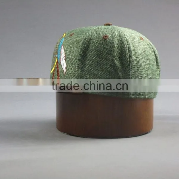 Customer High Quality 6- Panel Linen Snapback Hat With Flat Embroidered Patch photo-4