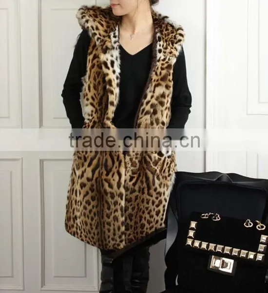 2015 New Arrival Rex Rabbit Fur Long Vest for Women RV12 photo-5