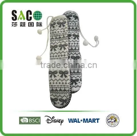 Fashion Warm Snow Pattern Stringing Leather Sole Anti Indoor Shoes photo-3