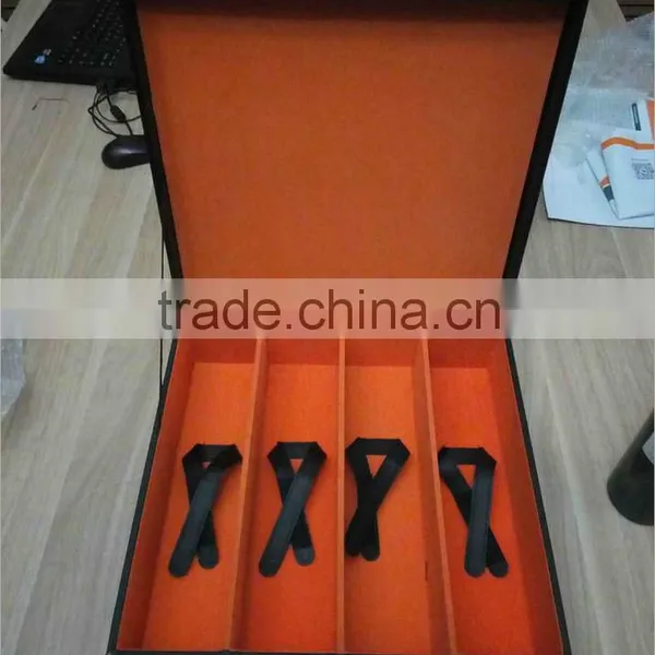 Factory Wholesale Custom High-grade Black PU Leather 4 Bottles of Red Wine Champagne Boxes photo-2