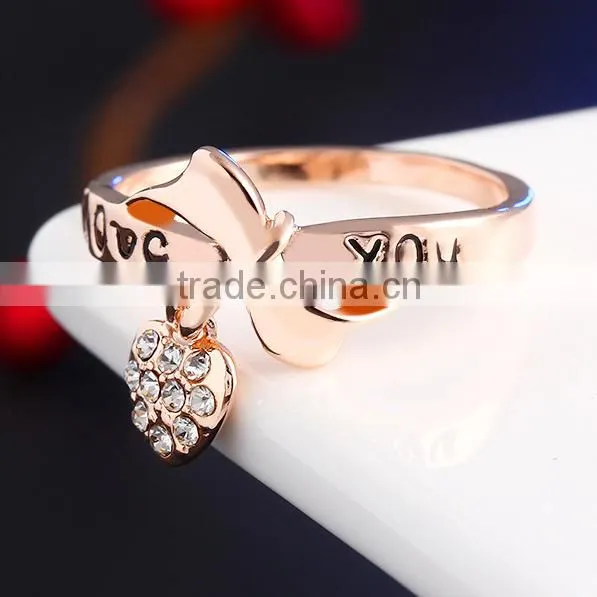 O Rings Jewelly Fashion Crystal Heart Love Letter Ring photo-5