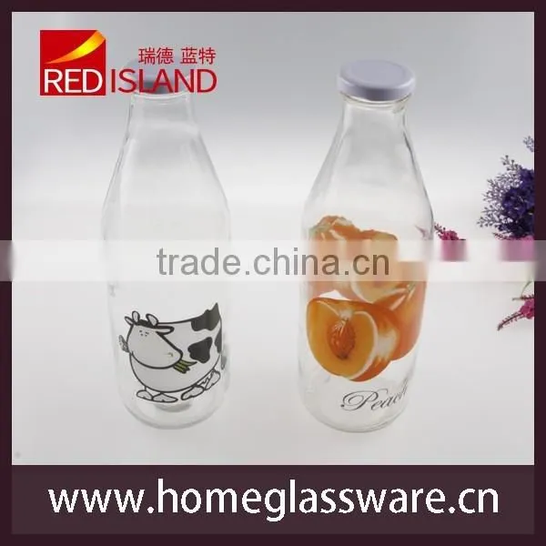 1L Vintage Different Patterns Glass Milk Bottles photo-4