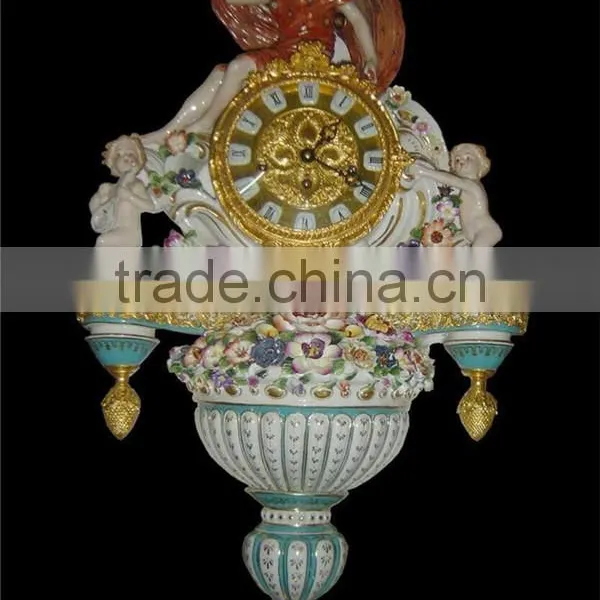 Emperial Cellectable World Treasure Gold Plated Brass Engraved Table Clock, Noble Crown Turquoise Ceramic Decorative Desk Clock photo-4
