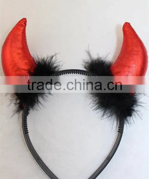 Hot Sale Halloween Party Horn Headband Hairband With Feather photo-2