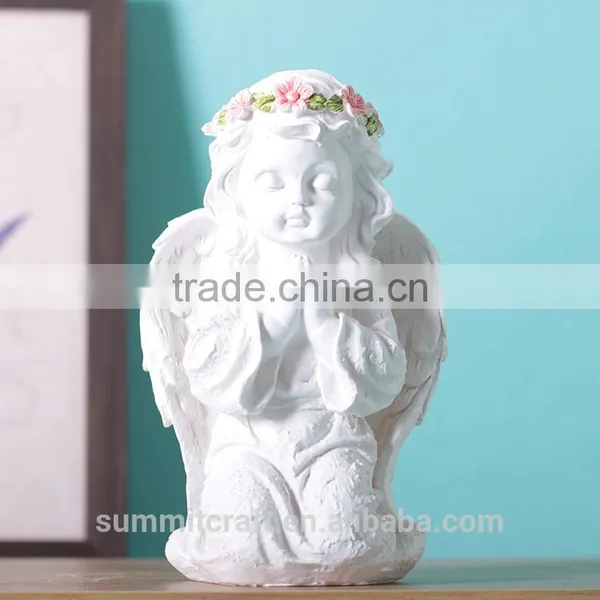 Resin White Baby Praying Angel Figurine photo-5