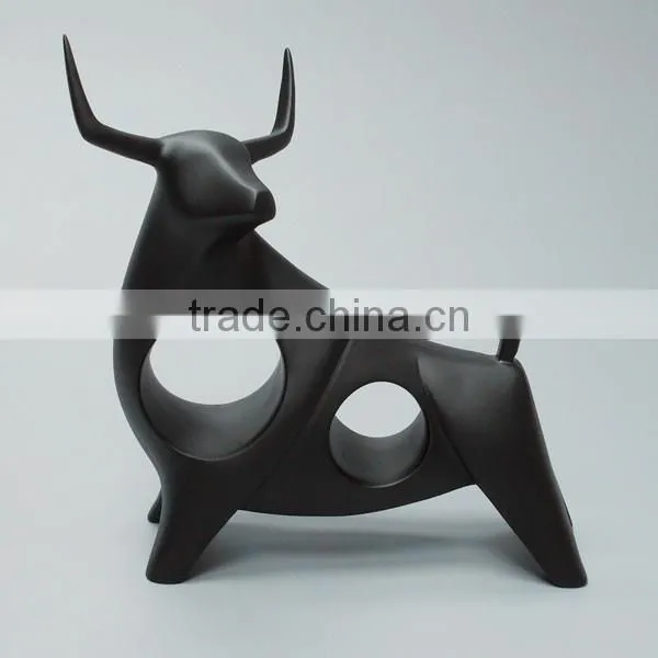 Resin Matt Black Interior Decorative Bull Statue