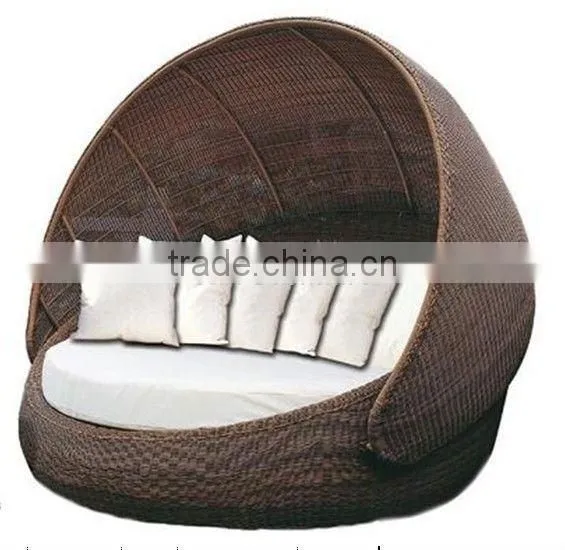 Outdoor Wicker Furniture Garden Sunbed Rattan Round Bed photo-2