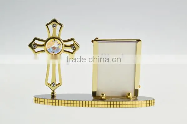 New Product 24K Gold Plated Cross Photo Holder With Crystals From Swarovski photo-5