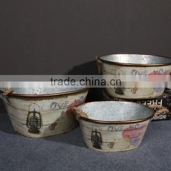 Beer Ice Bucket Galvanized Metal Ice Bucket Oval Shape Metal Ice Bucket photo-2
