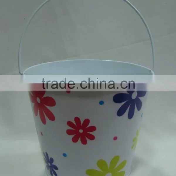 Metal Flower Bucket With Printing Decoration photo-3