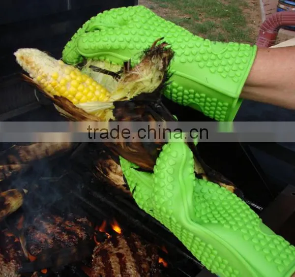 Non-Slip Food Grade Oven Mitts, Pot Holder for Cooking, Baking, Barbeque (BBQ), Cooking 5-Finger Protective Kitchen Gloves photo-4