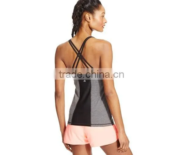 Supplex/spandex Dry Fit Sexy Cross Back Top Womens Sports Tank Top photo-2
