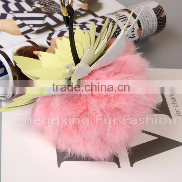 CX-R-47 New Design Promotional Fur Ball Car Keychain Fox Fur Pompons photo-3