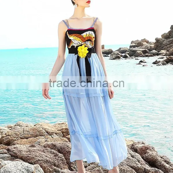 Maxnegio Spaghetti Strap With Tiger Print Beach Dress photo-4