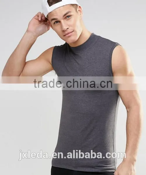 Custom Charcoal Turtleneck Sleeveless Muscle T-shirts, Sports Tank Tops Men OEM