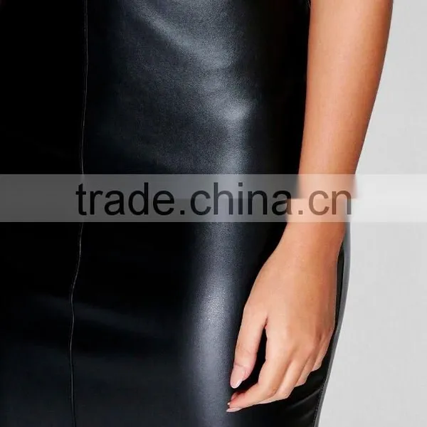 Latest OEM Service Leather Look Women Midi Skirt,fashion Lady Skirt 2016 photo-5