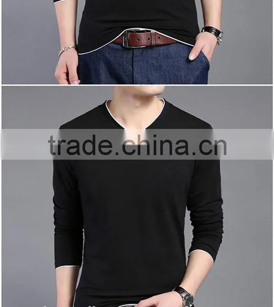 V Neck Long Sleeve Slim Fit Tee Shirt photo-2