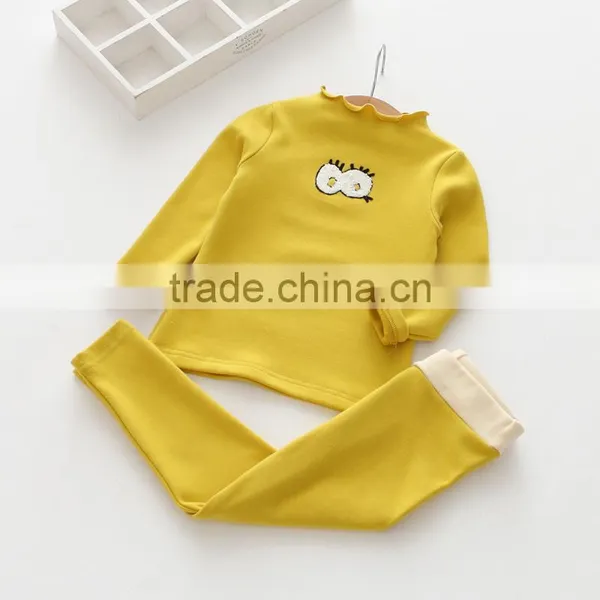 100% Cotton High Quality Solid Color Autumn Embroidery Girls Clothing Sets photo-5