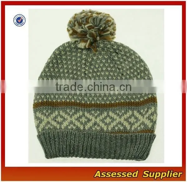XJ01103/Men Fashion Beanie Knit Hat With Top Ball / Men Beane Knitting Hat photo-2