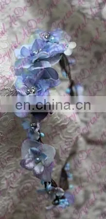 Aidocrystal Elegance Blue Artificial Flower Crown Fascinators, Wedding Party Tiaras for Women photo-5