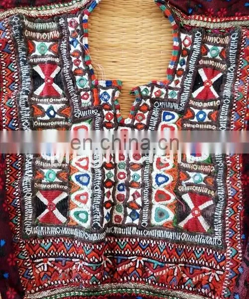 Colourful Indian Vintage Banjara Neck Yoke With Embroidery and Mirror Work Patches photo-2