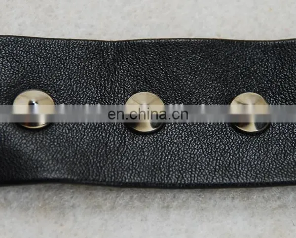 Fashion Punk Style pu Leather Beaded Rivet Lace Trim photo-5