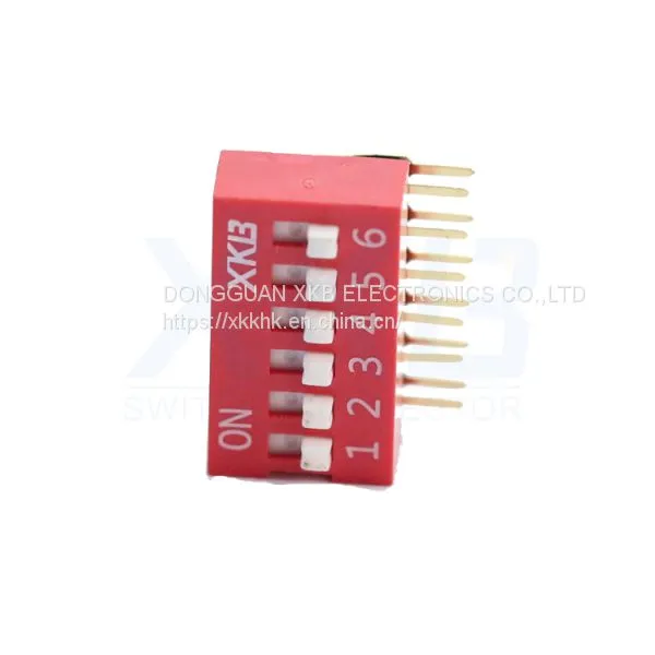 Red Blue Color Bent Foot Type 6P Dip Switch photo-2