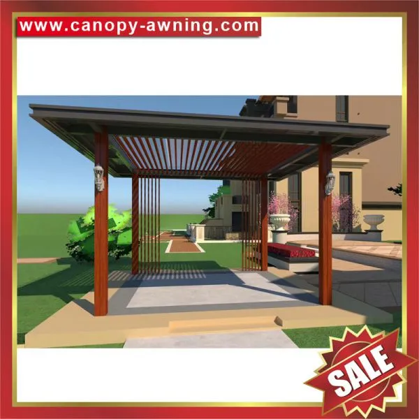 Modern Outdoor Hotel Villa Park Garden Wood Style Aluminum Alu Gazebo Pavilion Pagoda Gloriette Canopy Awning for Sale photo-2