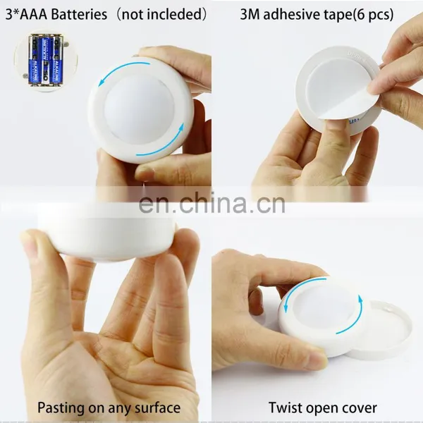 LED RGB Color Changing Indoor Lighting Battery Operated Closet Lights Remote Control Puck Night Lights photo-6