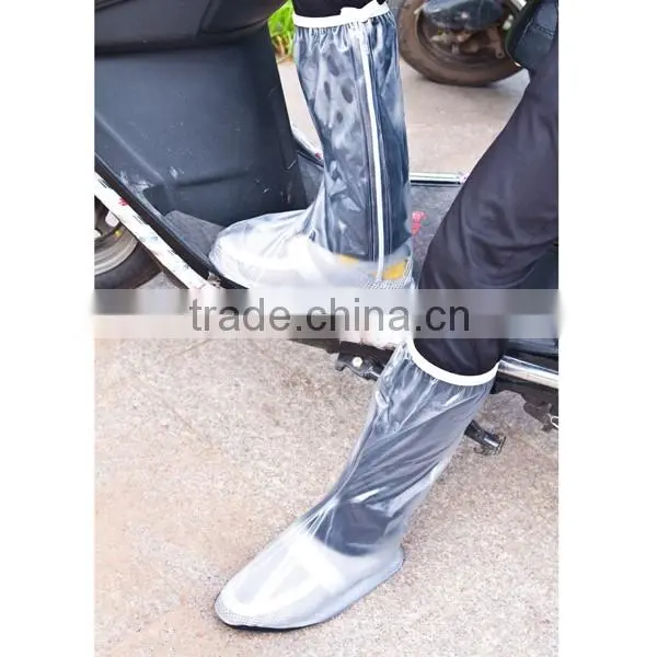 Black Upper White Transparent PVC Rain Shoe Covers Without Logo photo-4