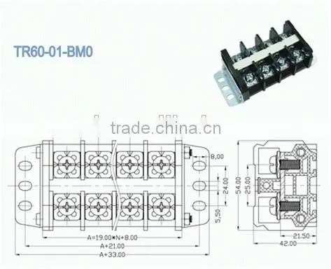Termin Block High Current PCB Barrier Terminal Block Connector 19.00mm Pitch 600V 60A photo-2