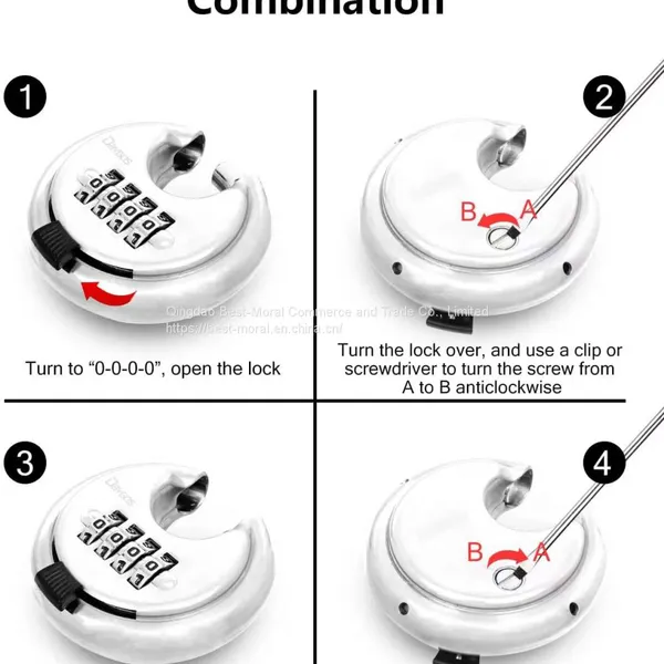 Outdoor 4 Digit Heavy Duty Round Combination Disc Padlock With Hardened Steel Shackle photo-2