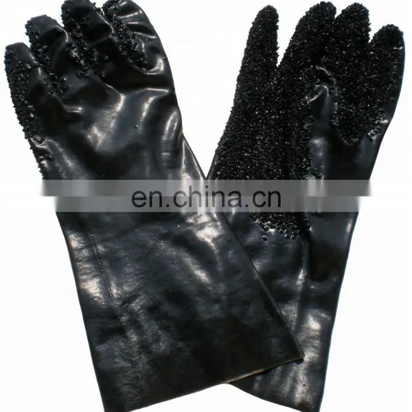 Fishing Thermal Oil Field Warm Cassimere Lined Cold Proof Blue Sandy PVC Glove, Hand Gloves, Rubber Glove photo-5