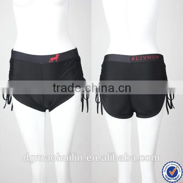 Wholesale Custom Womens Sportswear Yoga Wear Suppliers Black Sports Shorts With Side Ties
