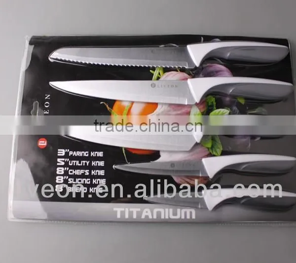 2014 Yangjiang LIVEON 5pcs Black Titanium Boned Cutlery Set