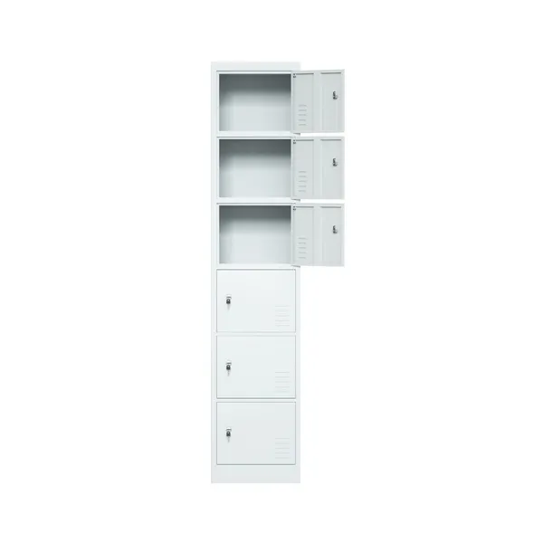Six Doors Metal Locker Light Grey 6 Layers Office Steel Storage Locker with Lock