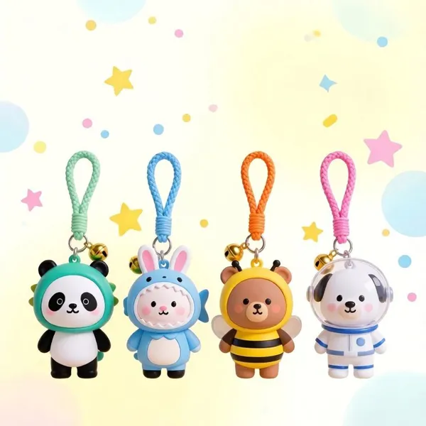 Wholesale Custom 3D PVC Cartoon Character Keychains Eco-Friendly Rubber Figure Carabiner Bag Clips photo-2