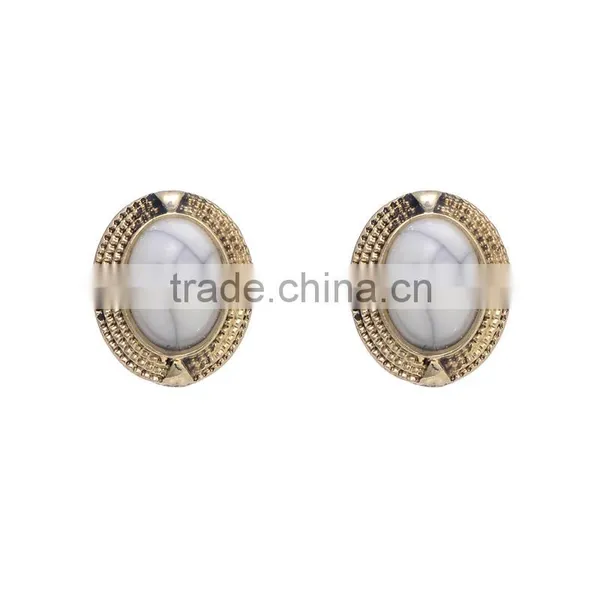 Fashion White Marble Stone Simple Gold Earring Designs for Women photo-4