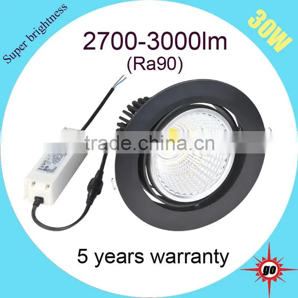 Popular High End CRI90 4-way Rotatable COB 30w LED Downlight photo-3