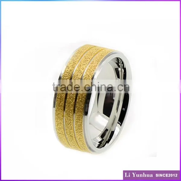 Stainless Steel Gold Plated Rings Mirror Polished Diamond Dust Jewelry