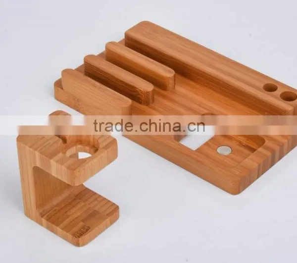 2016 Luxury Bamboo Material Stand Holder for Apple Watch Iphone photo-5